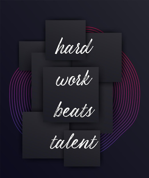 Motivation quote hard work beats talent vector poster design