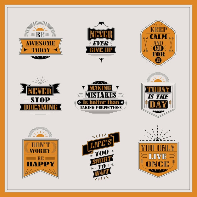 Vector motivational and inspirational quotes set isolated on grey background