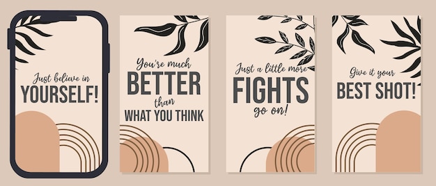 motivational quote design for social media stories. aesthetic background with hand drawn floral