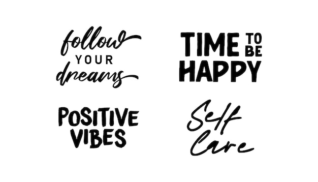 Vector motivational quotes bundle inspiration and good vibes set of typographic designs