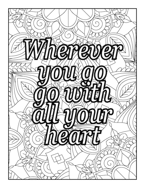 Motivational Quotes Floral Mandala Coloring Page