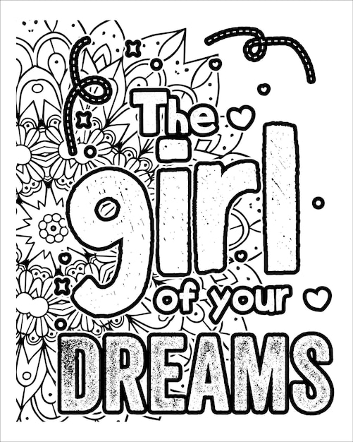 Motivational quotes lettering coloring page inspirational quotes coloring book page design