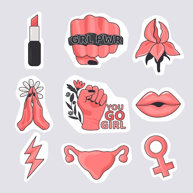 Motivational set of stickers for women