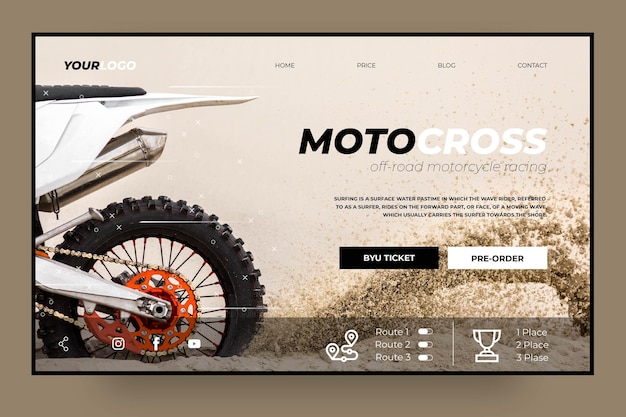 Motocross club landing page template