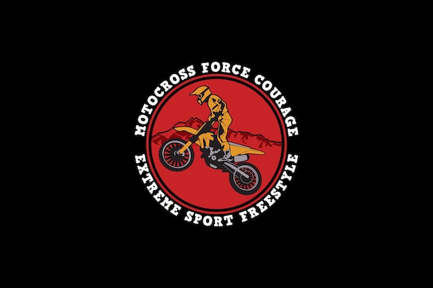 Motocross, design silhouette retro style