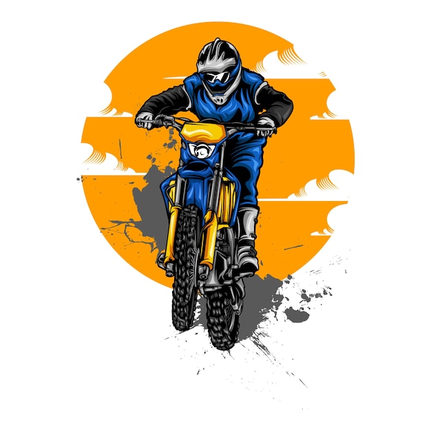 Motocross illustration designs on solid color