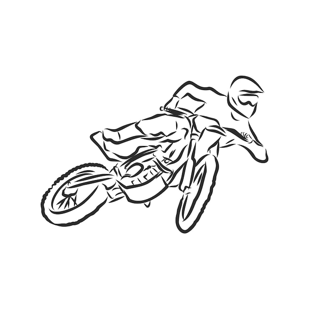 Motocross motorbike hand drawn vector illustration sketch