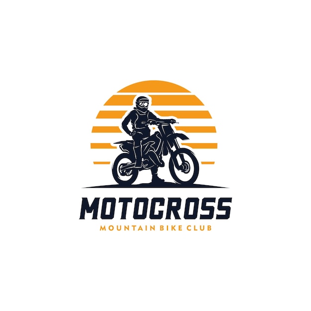 Motocross silhouette logo design template