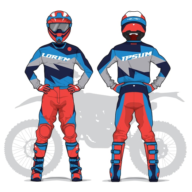 Vector motocross uniform design set mock up vector