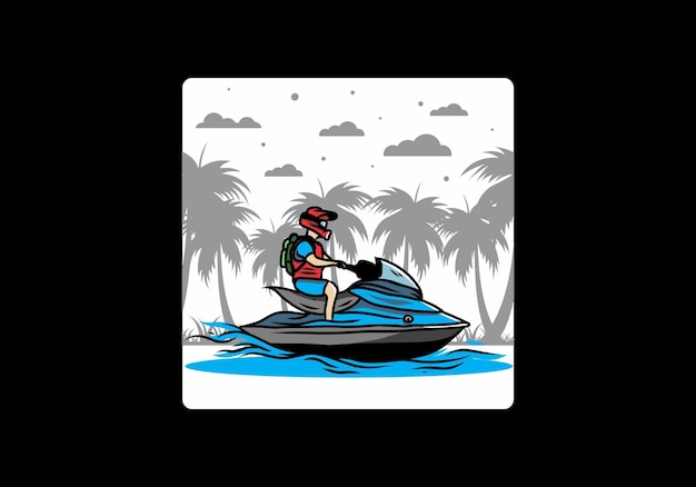 Motor boat sport on the beach illustration