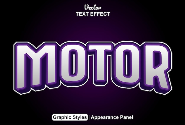 Motor text effect with purple color graphic style editable