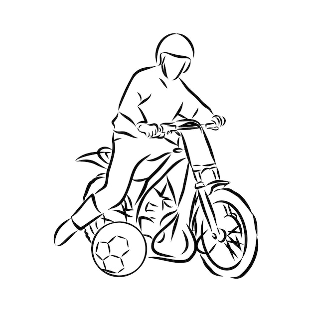 Motorball player sketch. contour vector illustration. sport