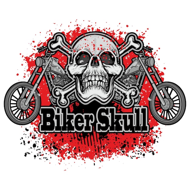 motorbike with skull grunge vintage design t shirts