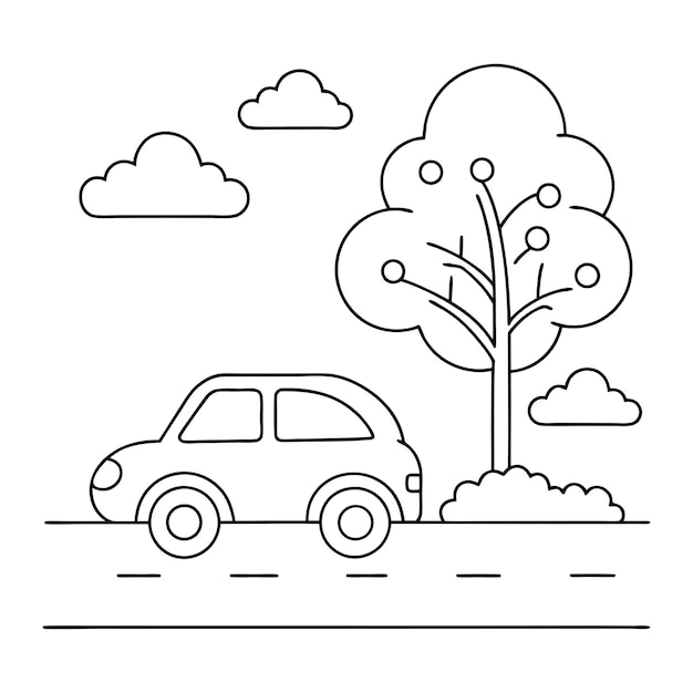 Vector motorcar road scenes coloring pages