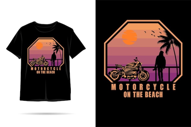 Motorcycle on the beach silhouette tshirt design