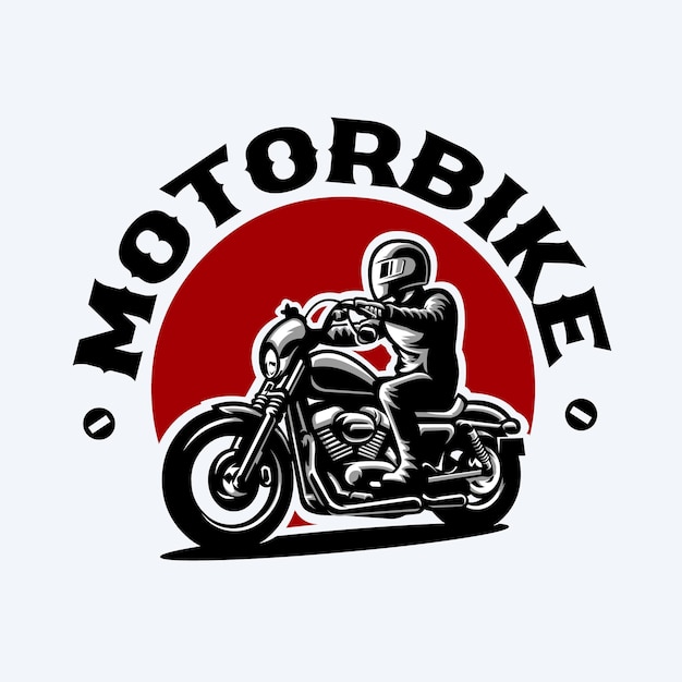 Motorcycle and Biker Silhouette Logo Vector Stock Illustration. Best for Automotive Related Logo Des