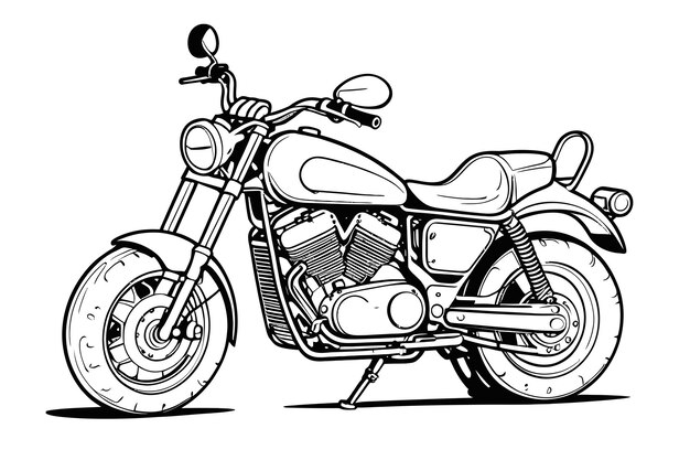 motorcycle black and white coloring image