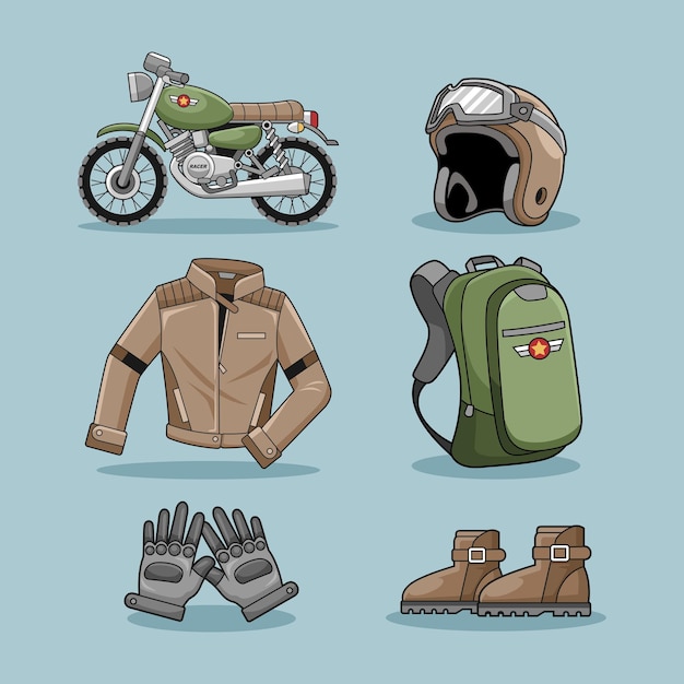 Motorcycle cafe racer set design vector collection