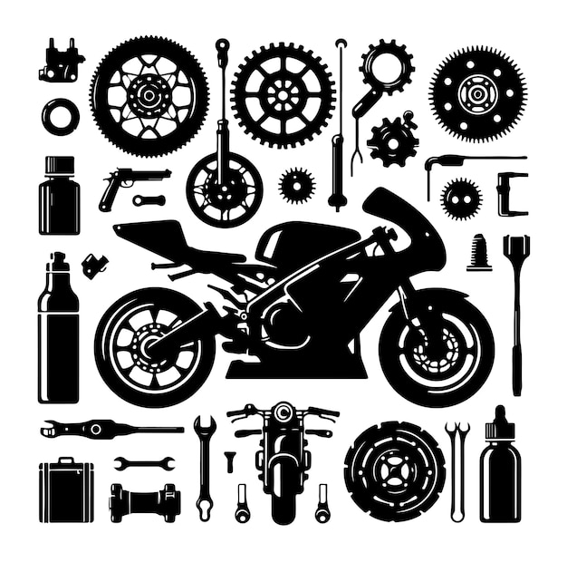 Vector motorcycle elements vector silhouette illustration