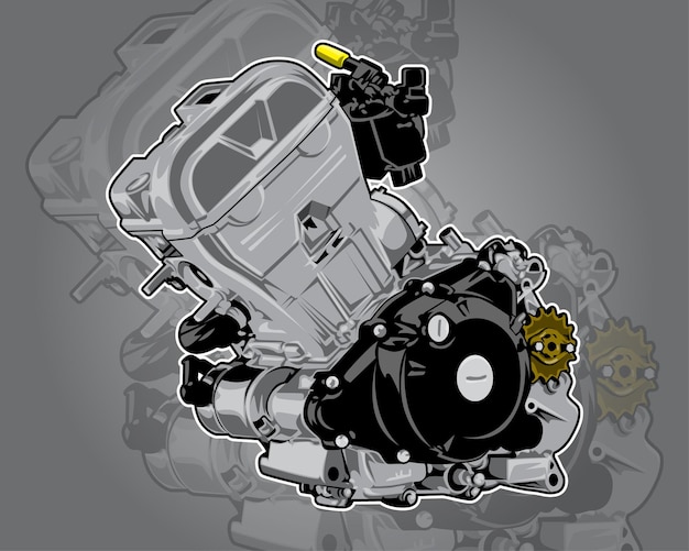 Motorcycle engine vector drawing graphic illustration