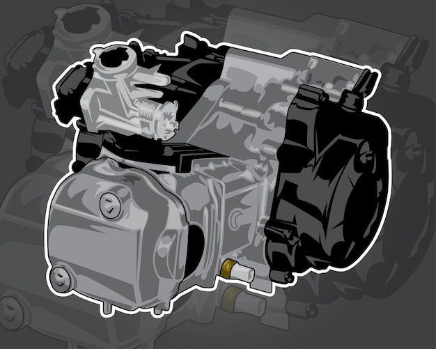 Motorcycle engine vector drawing graphic illustration