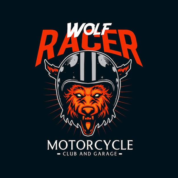 motorcycle illustration with wolf face