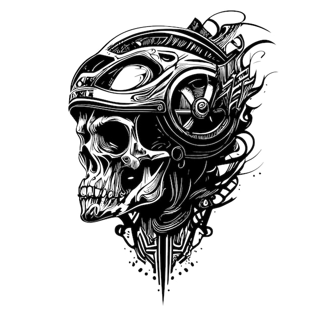 Motorcycle mechanic skull is a popular symbol in biker culture, representing a tough, gritty persona