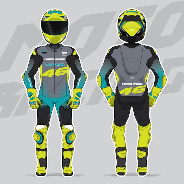 Motorcycle moto racing uniform design set mock up vector