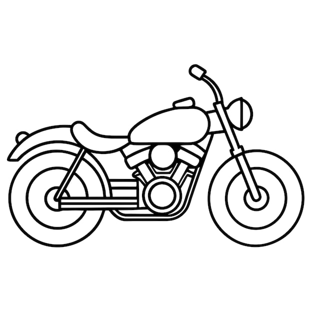 Vector motorcycle outline coloring book page line art illustration digital drawing