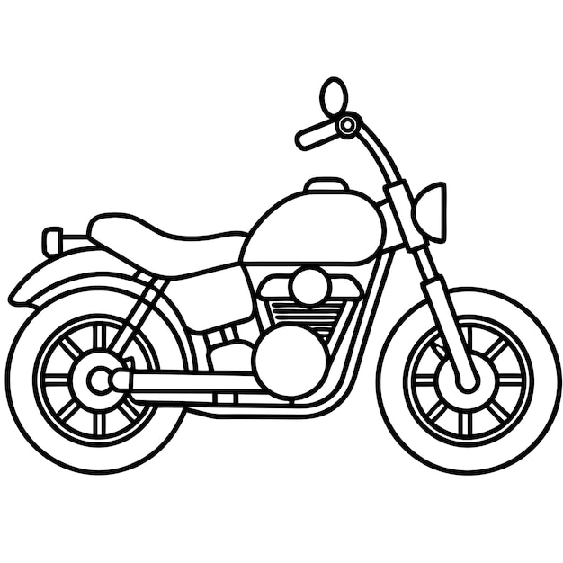 Vector motorcycle outline coloring book page line art illustration digital drawing