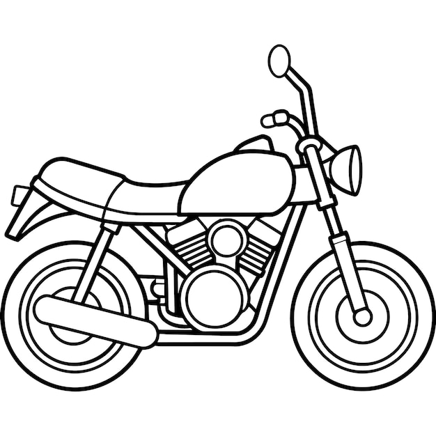 Vector motorcycle outline illustration digital coloring book page line art drawing