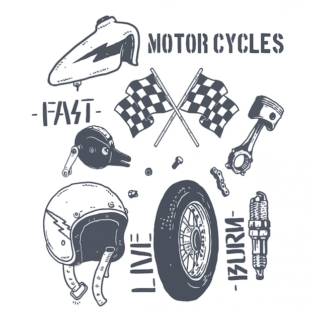 motorcycle parts pack illustration design