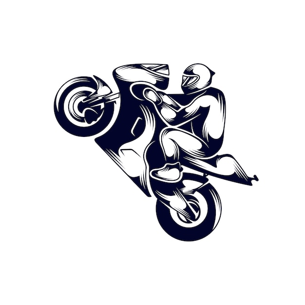 Motorcycle racer sport Logo Design Vector Silhouette of Motorcycle racer Template illustration