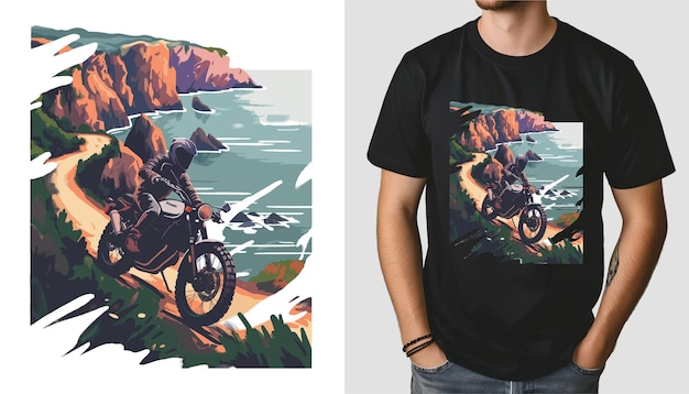 Motorcycle Riding Journey TShirt Art Flat Design