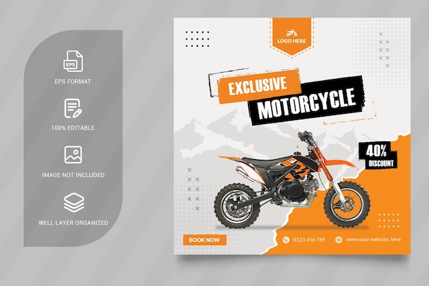 Motorcycle social media banner and instagram post template design