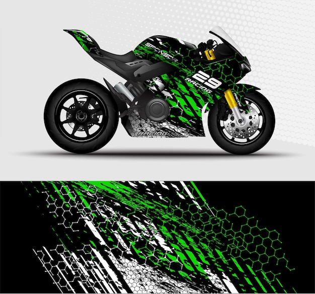 Motorcycle Sportbikes wrap decal and vinyl sticker design with abstract background