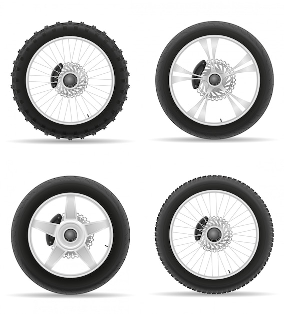 Motorcycle wheel tire from the disk set icons.