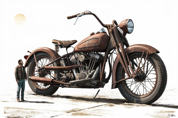 a motorcycle with a brown fender and the number 1 on the back