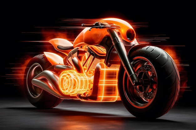 Vector a motorcycle with a flame design on the back