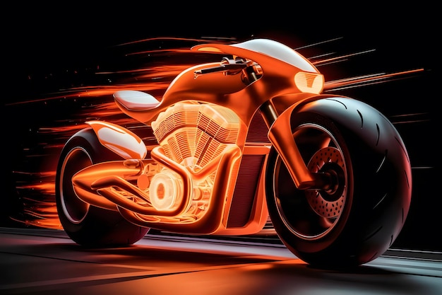 Vector a motorcycle with a flame design on the side of it