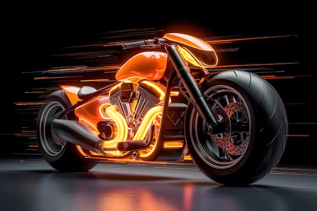 a motorcycle with flames and a black background with the word  b  on the side