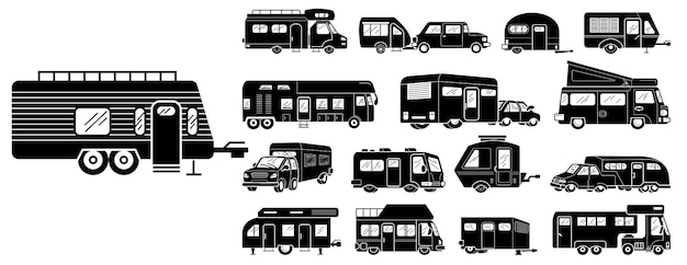 Motorhome icons set