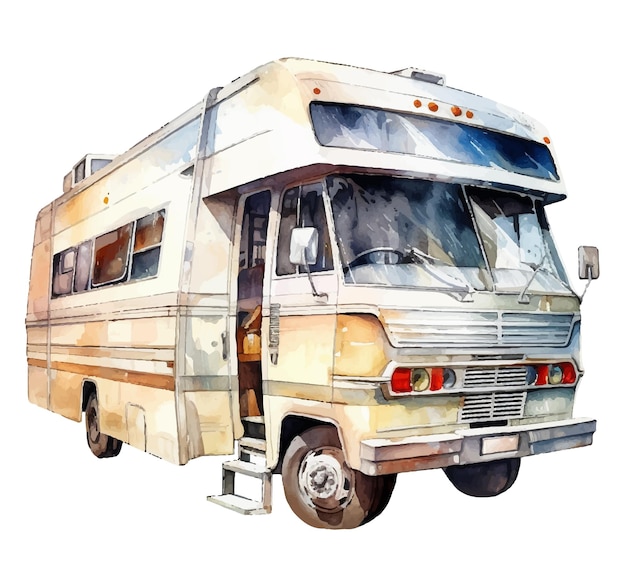 Motorhome watercolor illustration