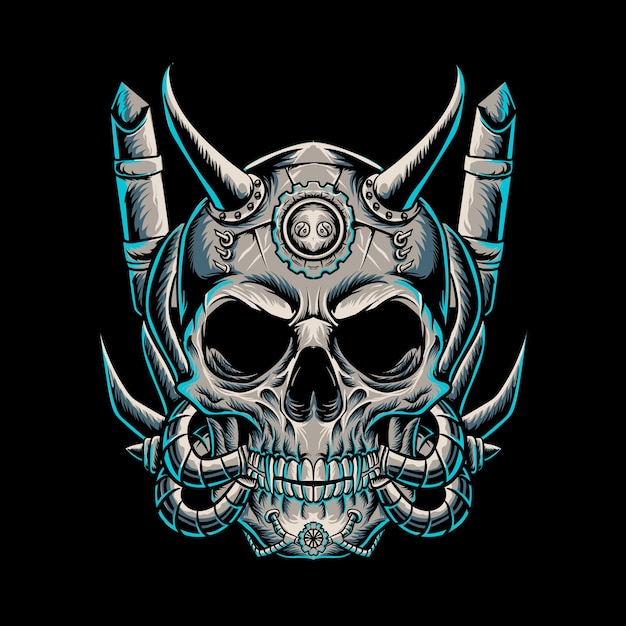 motorized skull head vector illustration