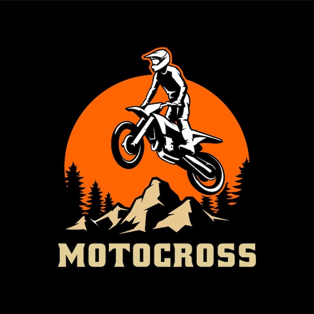 Motorsport and motocross illustration logo vector