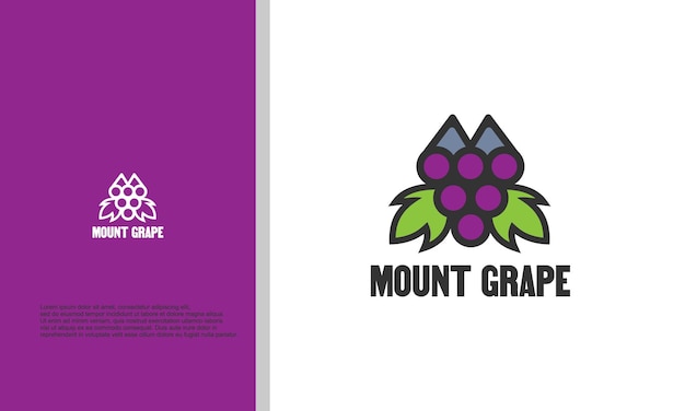 Mount combine with grape logo design illustration