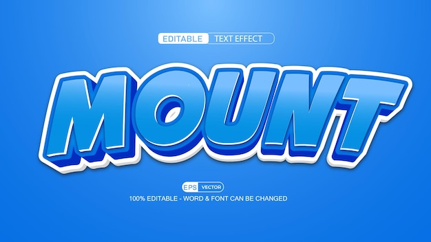 Mount Editable Text Effect Vector With Cute Background