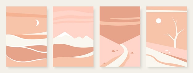 Mountain abstract landscape template for social media stories set wall pictures minimal nature