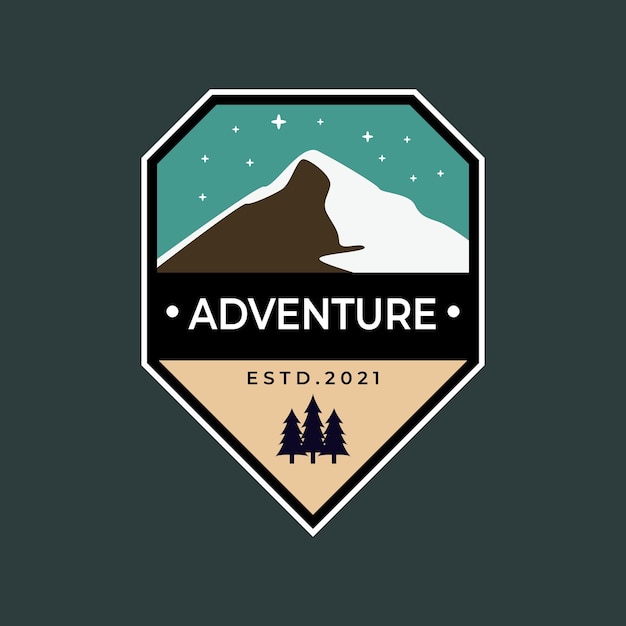 Mountain adventure badge logo emblem vector illustration design