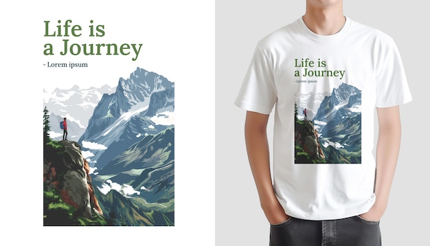 Vector mountain adventure life is a journey tshirt illustration